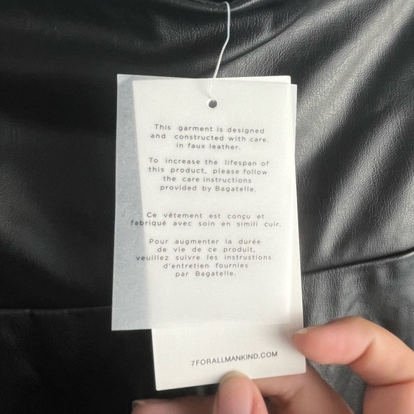 NWT 7 for All Mankind Asymmetrical Hem Faux leather Midi Skirt Black size large - Picture 4 of 8